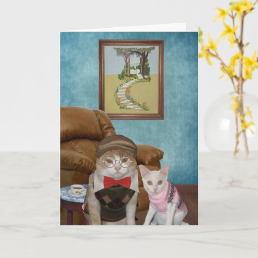 猫おもしろい/猫ちゃん父の日 カード (黄色い花)