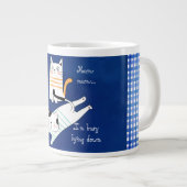 猫おもしろい、私は専門マ忙しグを倒している ジャンボコーヒーマグカップ (正面右)