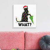 猫おもしろいChにクリスマスツリーを押し付ける黒猫 キャンバスプリント (インサイチュ (リビング))