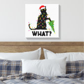 猫おもしろいChにクリスマスツリーを押し付ける黒猫 キャンバスプリント (インサイチュ (寝室))