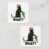 猫おもしろいChにクリスマスツリーを押し付ける黒猫 スクエア名刺 (正面/裏面)