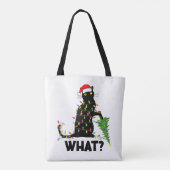 猫おもしろいChにクリスマスツリーを押し付ける黒猫 トートバッグ (裏面)