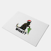 猫おもしろいChにクリスマスツリーを押し付ける黒猫 ドアマット (アングル)