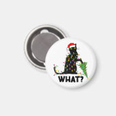 猫おもしろいChにクリスマスツリーを押し付ける黒猫 マグネット (正面/裏面)