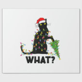 猫おもしろいChにクリスマスツリーを押し付ける黒猫 ラッピングペーパー (フラット)