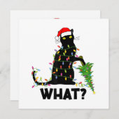 猫おもしろいChにクリスマスツリーを押し付ける黒猫 招待状 (正面/裏面)