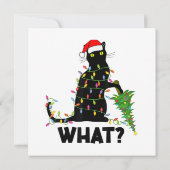 猫おもしろいChにクリスマスツリーを押し付ける黒猫 招待状 (裏面)