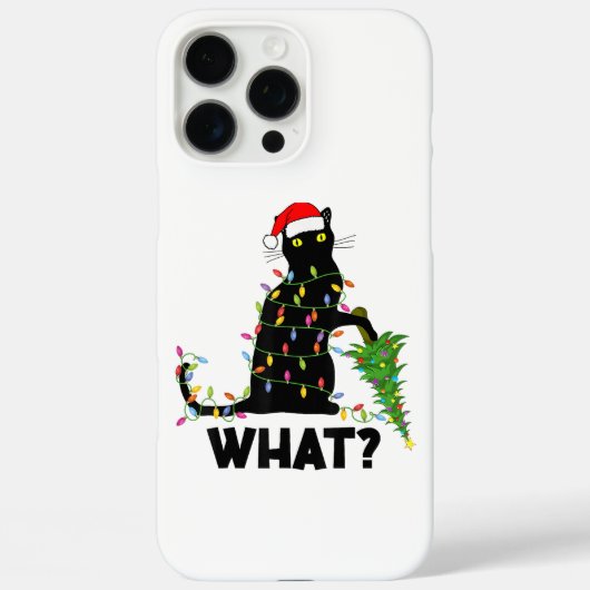 猫おもしろいChにクリスマスツリーを押し付ける黒猫 Case-Mate iPhoneケース (裏面)
