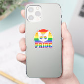 猫おもしろいLGBTゲイプライドアパレル女性男性LGBTQ シール (スマートフォン)