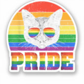 猫おもしろいLGBTゲイプライドアパレル女性男性LGBTQ シール (正面)