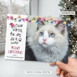 猫おもしろいSANTA親愛 Christmas Lights写真 シーズンカード<br><div class="desc">猫の写真おもしろい猫や子猫の写真とことわざ「サンタ、犬が親愛やった」のクリスマスグリーティングカード。水の色の休日のラ縁どイトがある数々のと（本当に）」。グリーティングは編集可能（MEOWY CHRISTMASとともに表示）。アシスタンス：救済デザインの変更やカスタマイズ、色の変更、サイズ変更、他の製品へのデザインの転送など連絡、下記のZazzleチャットメッセージタブを介してデザイザBEFORE ORDERINGまたは電子メールmakeitaboutyoustore@gmail.com.</div>