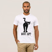 猫おもしろいTシャツ。どうしたの？ Tシャツ (正面フル)