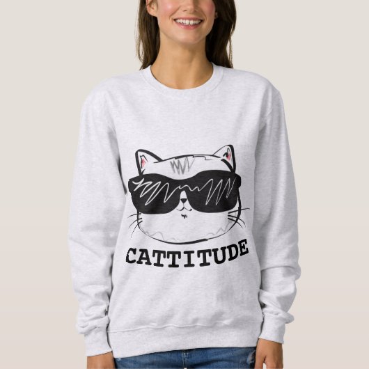 猫おもしろいTシャツ スウェットシャツ (正面)