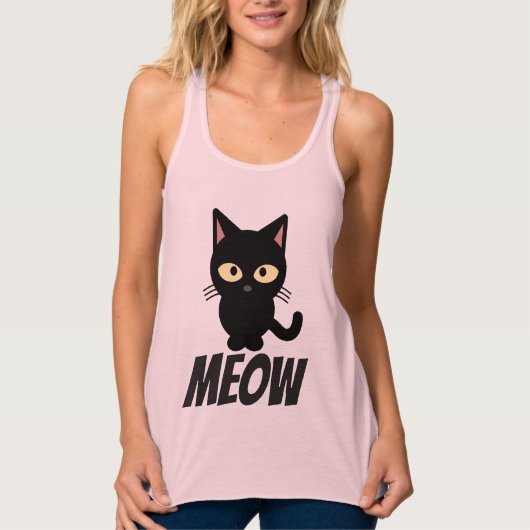 猫おもしろいTシャツ、ニャー タンクトップ (正面)