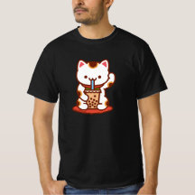 猫おもしろいTシャツ – 招き猫ボバキットティー