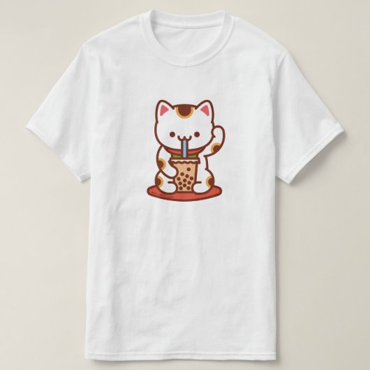 猫おもしろいTシャツ – 招き猫ボバキットティー Tシャツ (デザイン正面)