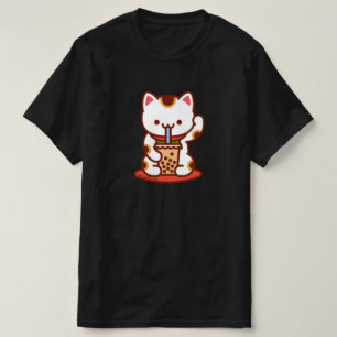 猫おもしろいTシャツ-招き猫棒葉キットティー Tシャツ