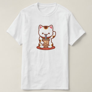 猫おもしろいTシャツ-招き猫棒葉キットティー Tシャツ