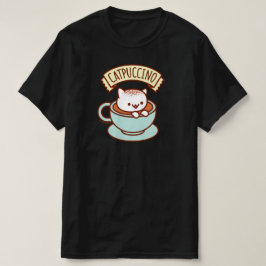 猫おもしろいTシャツ- "CATPUCCINO" Tシャツ