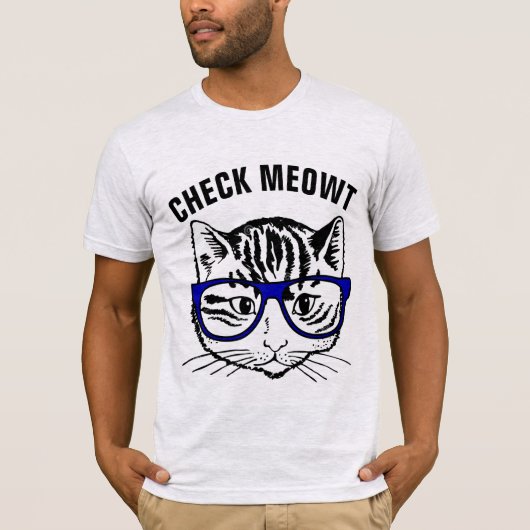 猫おもしろいTシャツ、CHECK MEOWT Tシャツ (正面)