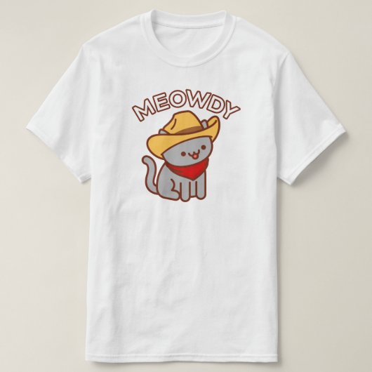 猫おもしろいTシャツ – 「MEOWDY」 Tシャツ (デザイン正面)