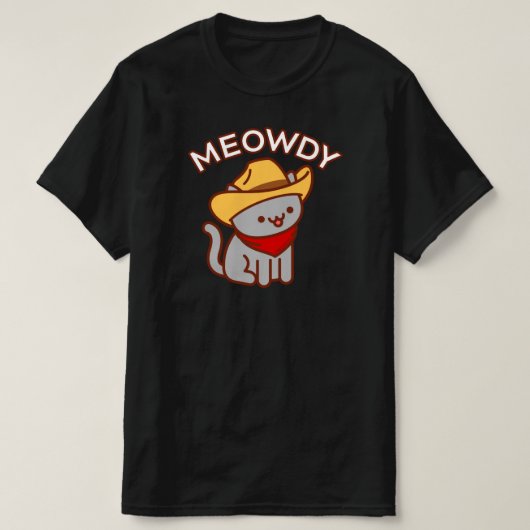 猫おもしろいTシャツ – 「MEOWDY」 Tシャツ (デザイン正面)