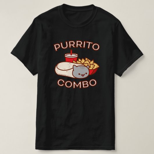 猫おもしろいTシャツ- PURRITOコンボ Tシャツ (デザイン正面)
