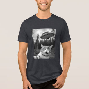猫おもしろいUFOニュージャージーのドローン怖い トライブレンドTシャツ