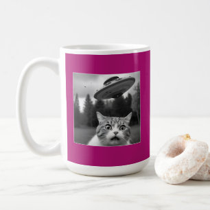 猫おもしろいUFOニュージャージーのドローン コーヒーマグカップ