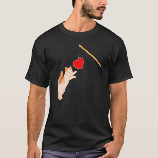 猫おもちゃのバレンタインデー男性への女猫 Tシャツ (正面)