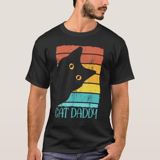 猫おやじ かわいい猫 メンズ 男性 父 Tシャツ (正面)