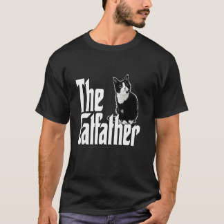 猫おやじ 猫のファーザー かわいい 黒と白の猫 太っちょ Tシャツ