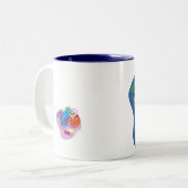 猫およびくもを持つマグのハッピーハローウィンの魔法使い ツートーンマグカップ (正面左)