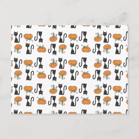 猫およびカボチャ郵便はがき ポストカード (正面)