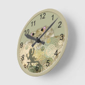 ☮猫およびトカゲの柱時計 ラウンド壁時計 (傾斜)