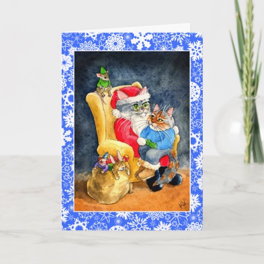 猫およびネズミクリスマスまたは休日カード シーズンカード (正面)