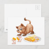 猫およびネズミ ポストカード (正面/裏面)