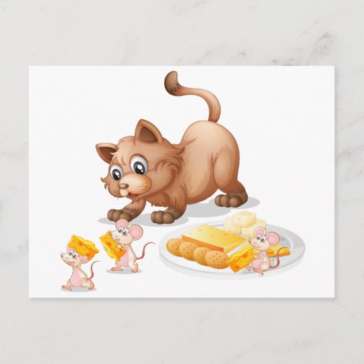 猫およびネズミ ポストカード (正面)
