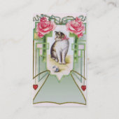 猫およびバラの名刺のテンプレート 名刺 (裏面)