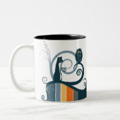 猫およびフクロウ ツートーンマグカップ (左)