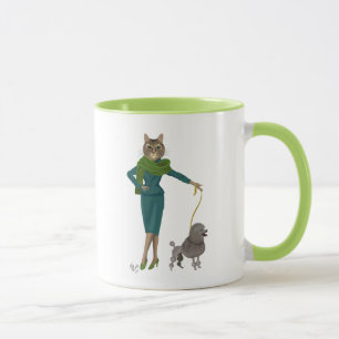 猫およびプードル マグカップ