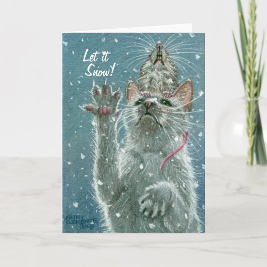 猫およびラットの挨拶状は、それが雪が降るようにしました! シーズンカード (正面)