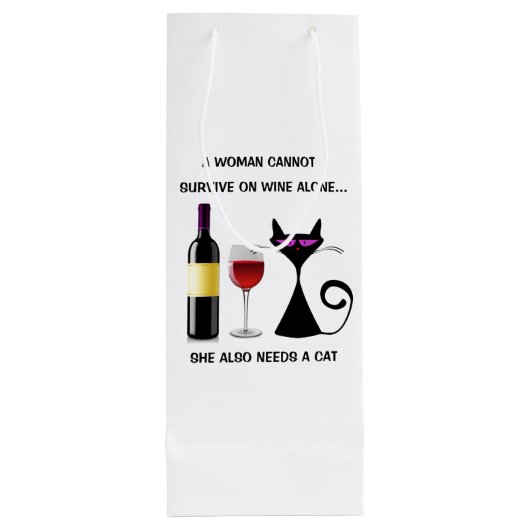 猫およびワインのおもしろいなことわざを用いるワインのバッグ ワインギフトバッグ (裏面)