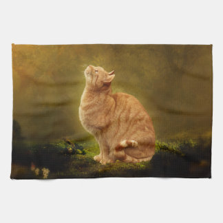 猫および妖精 キッチンタオル