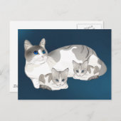 猫および子ネコ ポストカード (正面/裏面)