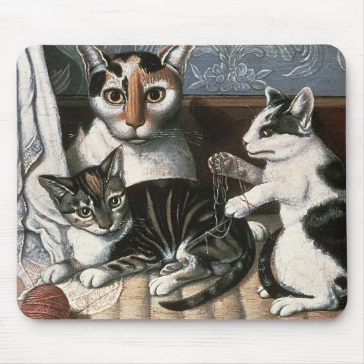 猫および子ネコ、c.1872-1883 マウスパッド (正面)