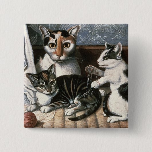 猫および子ネコ、c.1872-1883 缶バッジ (正面)