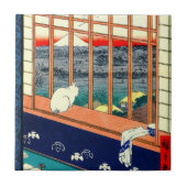 猫および富士山1857年 タイル (正面)