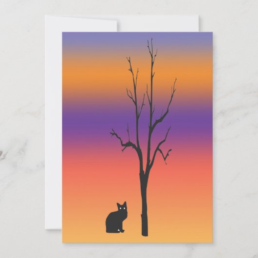 猫および木のハロウィンの招待状 招待状 (正面)