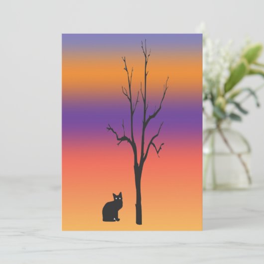 猫および木のハロウィンの招待状 招待状 (スタンド正面)